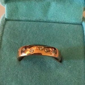 Vintage Breathtaking Boston Bay designed pink rhodium and diamond band